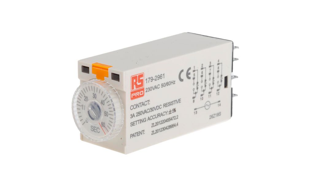 Time Lag Relay ON-Delay 230V 4CO Plug-In Terminal 60s